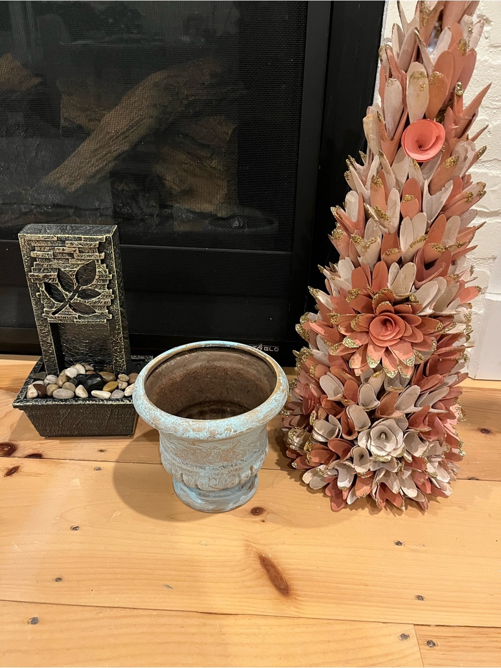 Decorative Terracotta Planter - Blue Patina Finish, Decorative Tree, etc.
